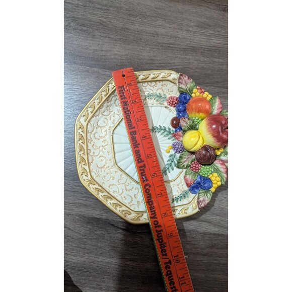 Fitz & Floyd Venezia ceramic Canape Plate With Fruit Motif - Picture 6 of 8